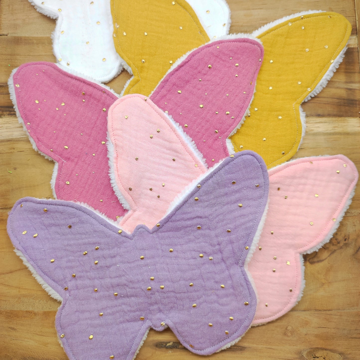 Lot de 5 Lingettes papillon ton rose