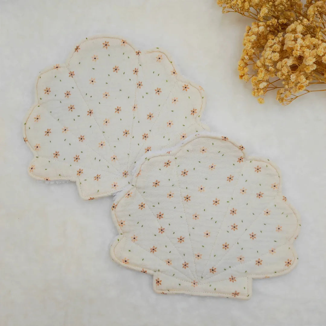 Lot de 2 lingettes lavables coquillage FLEURS