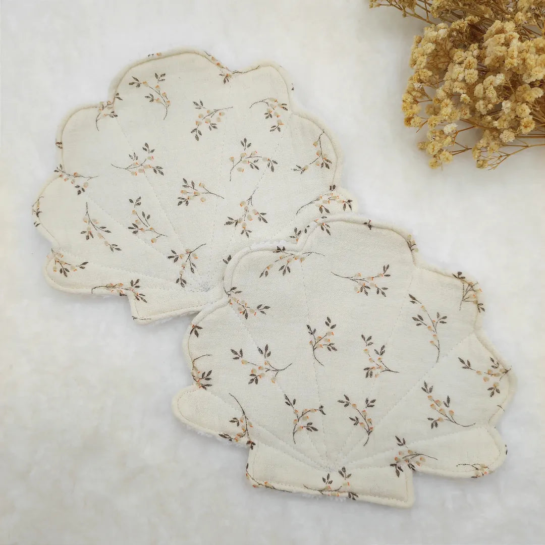 Lot de 2 lingettes lavables coquillage PRINTEMPS