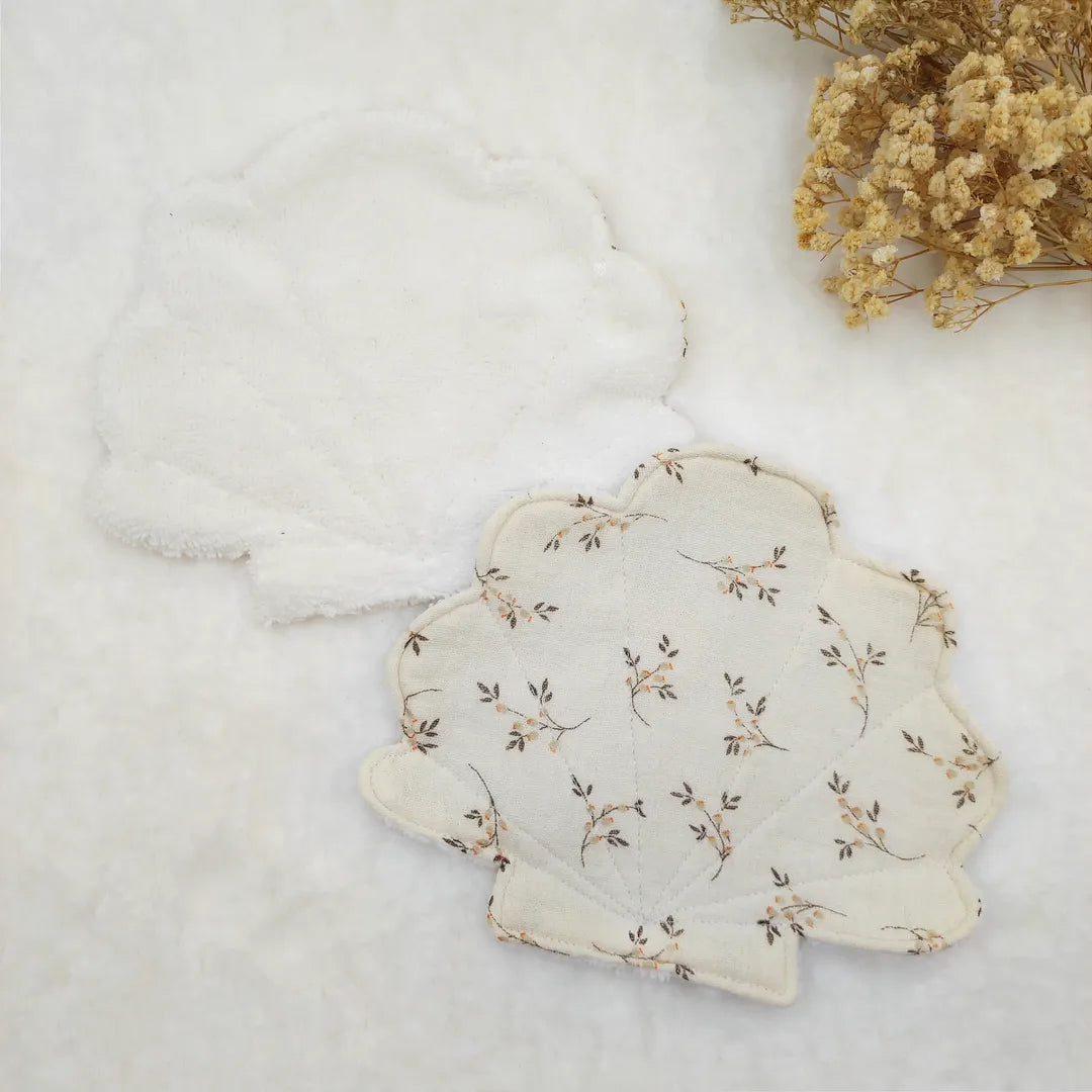 Lot de 2 lingettes lavables coquillage PRINTEMPS