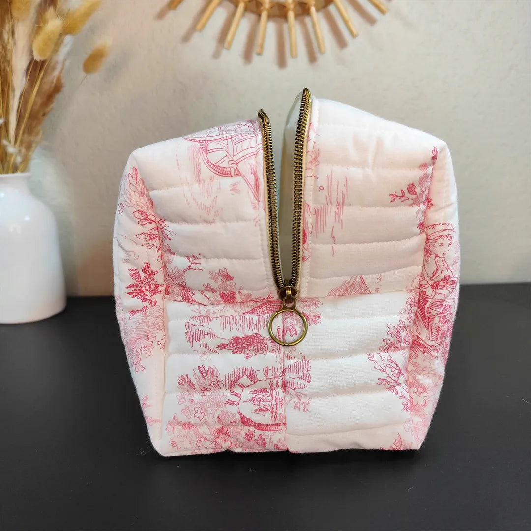 Trousse de toilette matelassée - Toile de Jouy MANON