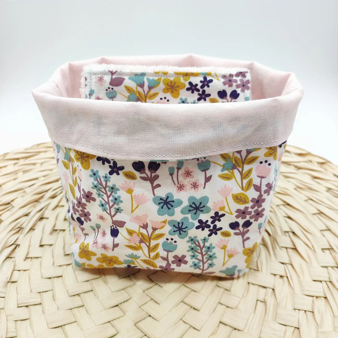 Panier motifs fleurs pour cotons lavables