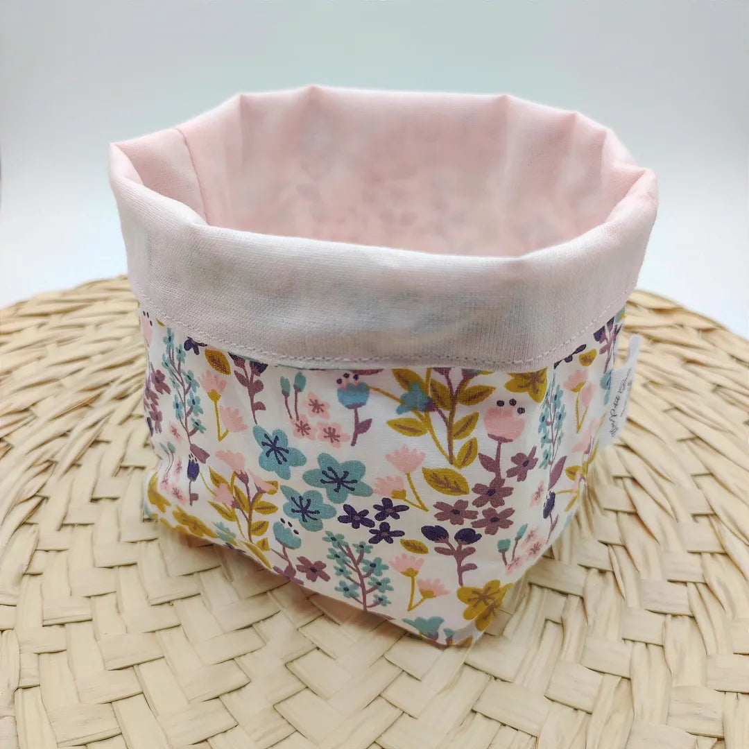 Panier motifs fleurs pour cotons lavables