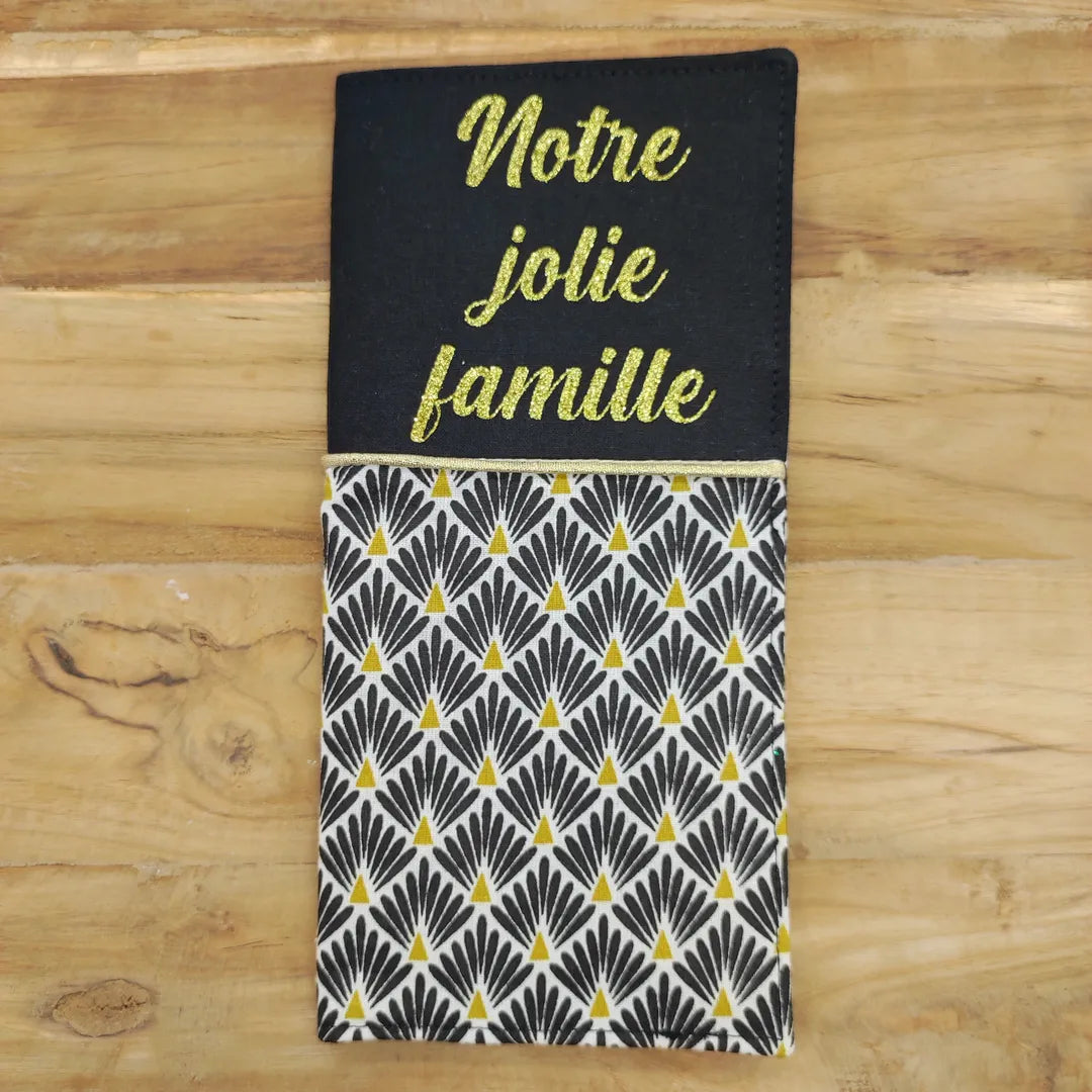protège livret de famille personnalisable noir