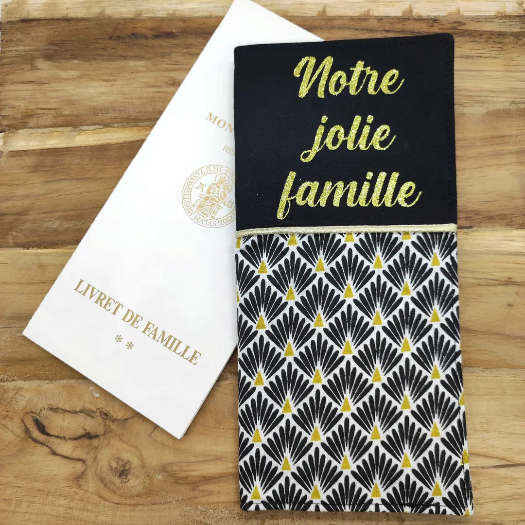 protège livret de famille personnalisable noir