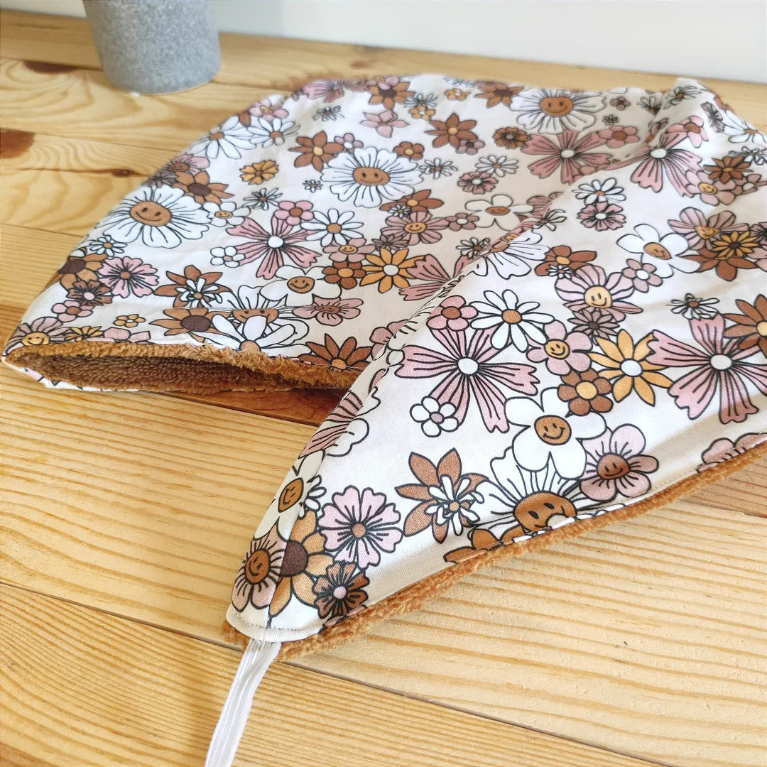 Serviette pour cheveux motifs fleurs rétro