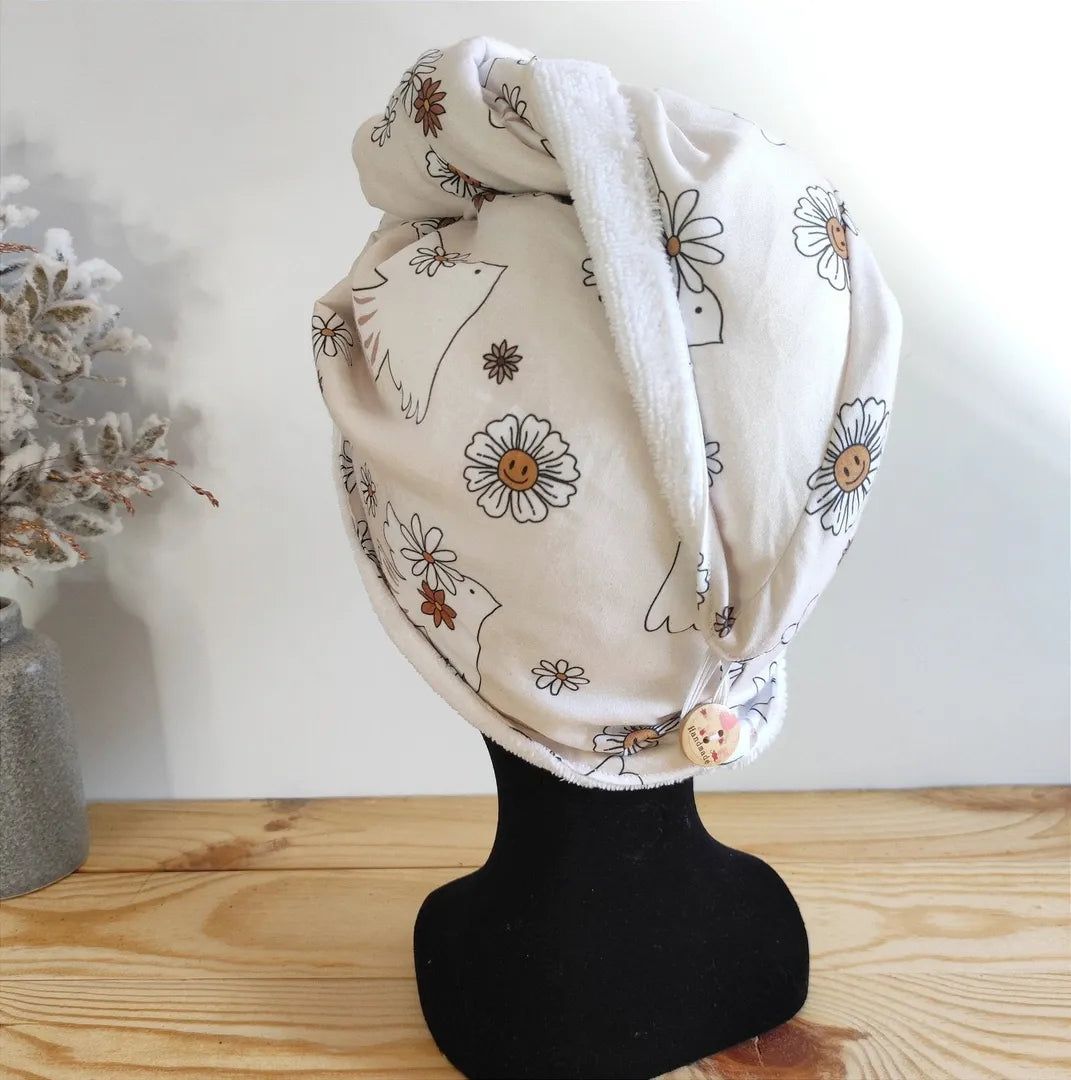 Serviette pour cheveux motifs paix