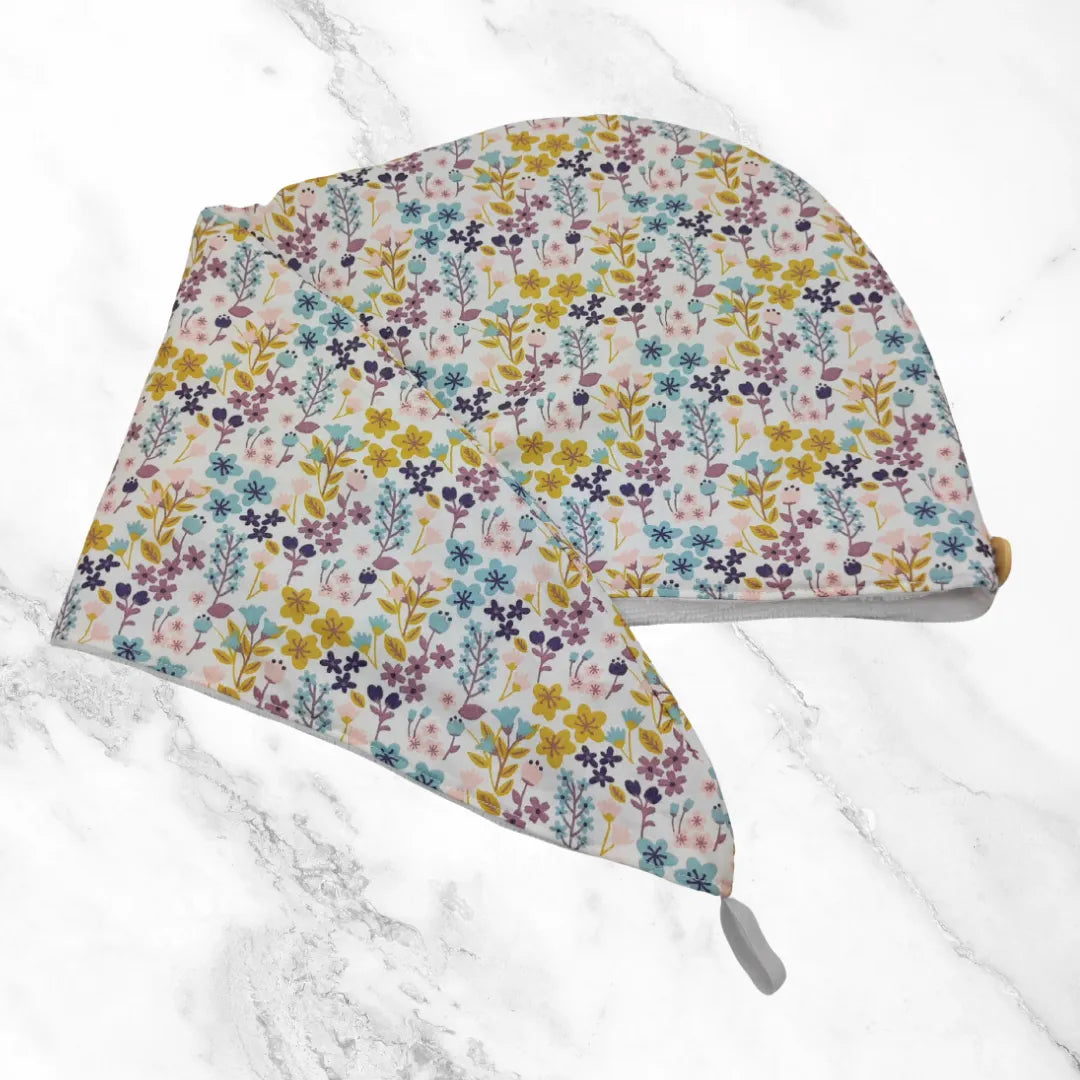 Serviette pour cheveux motifs fleurs