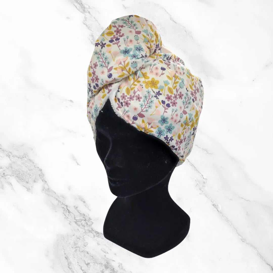 Serviette pour cheveux motifs fleurs
