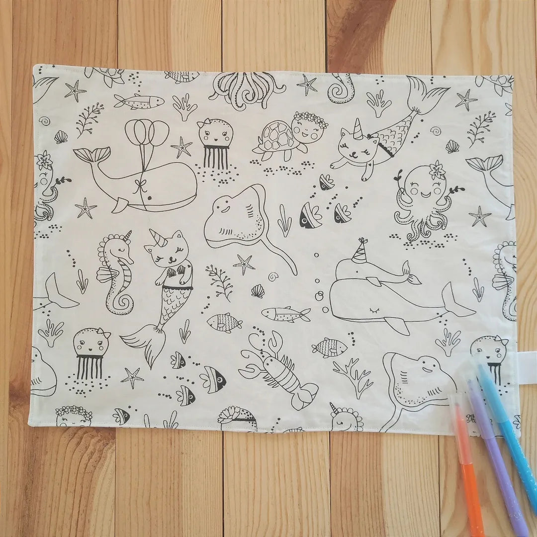 set de table à colorier lavable en tissu