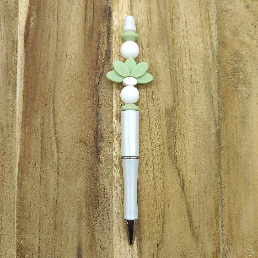 stylo blanc fleur de lotus