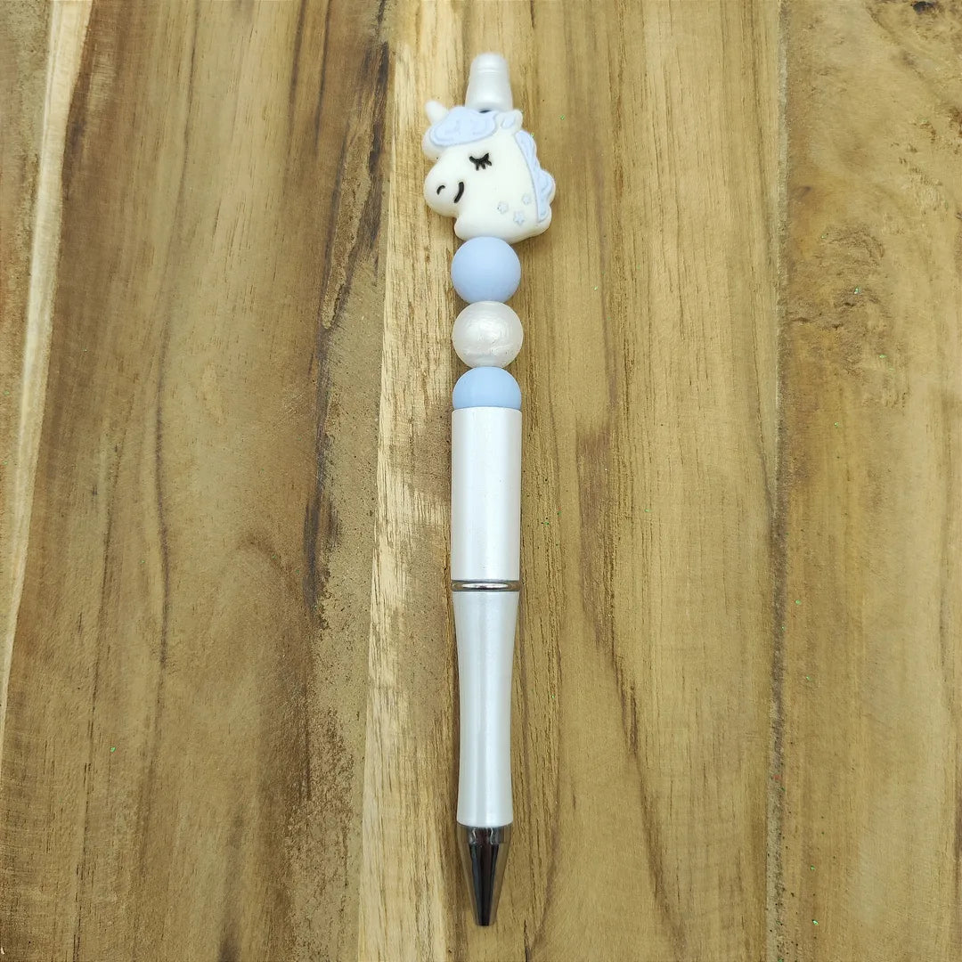 stylo blanc licorne
