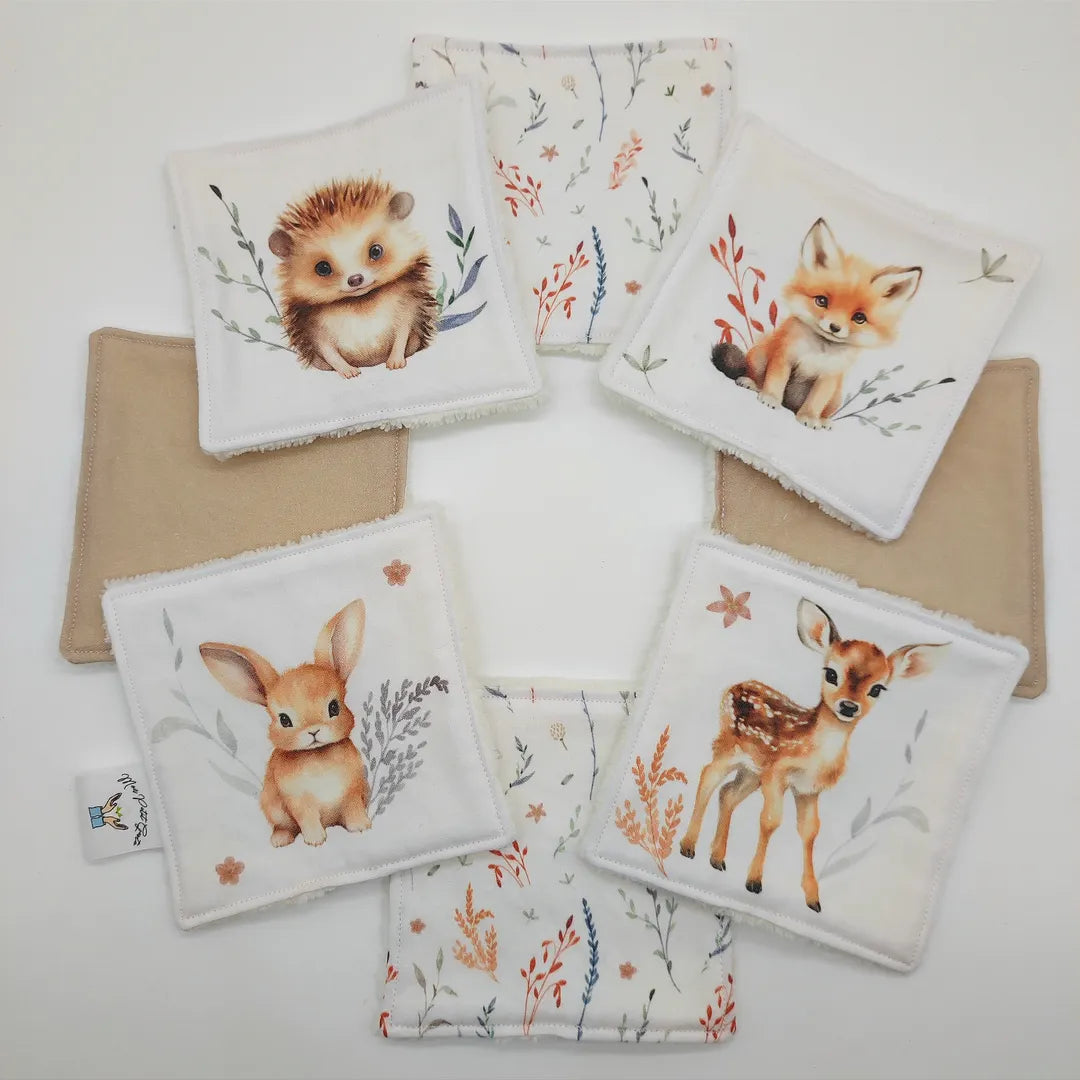 cotons lavables pour enfants ou bébé motifs animaux