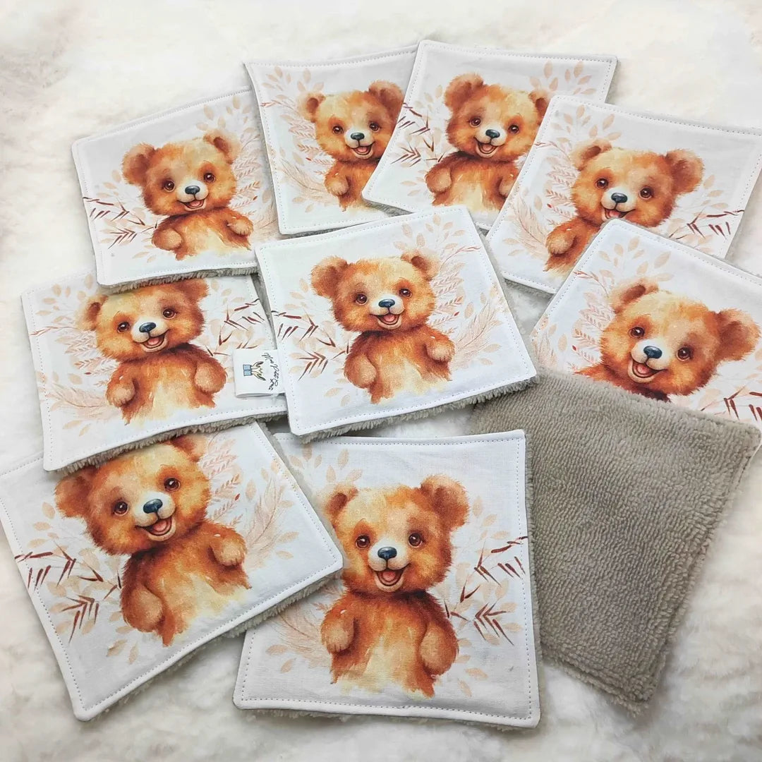 cotons lavables pour enfants ou bébé motifs ourson