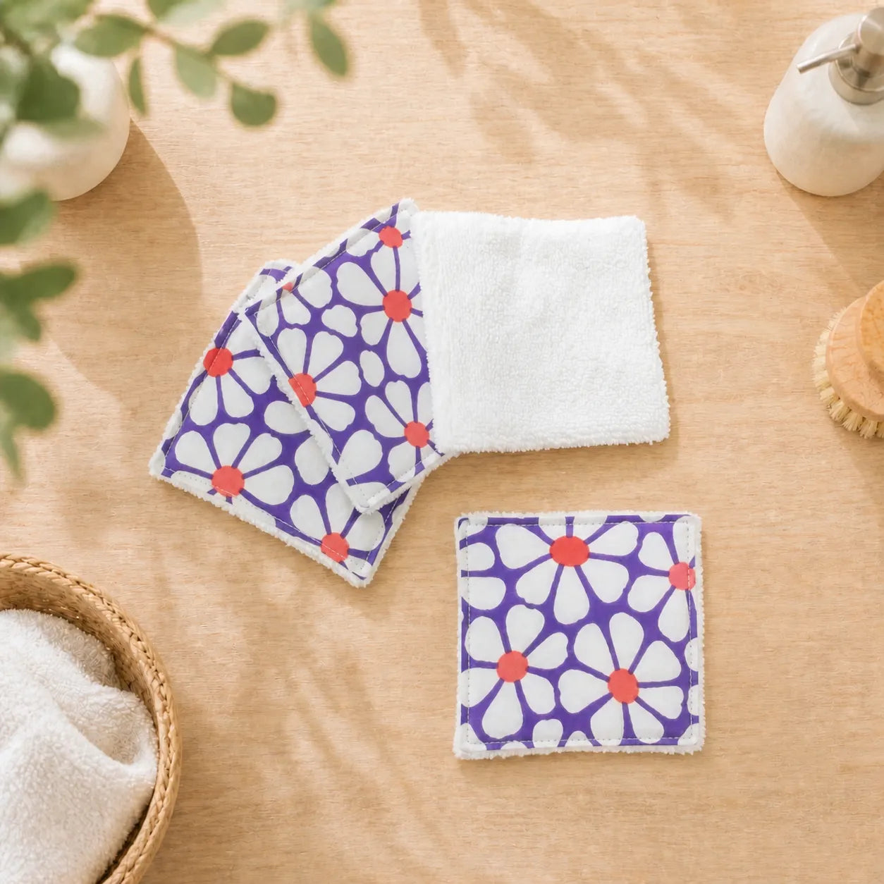 Lot de 4 cotons lavables éponge de bambou