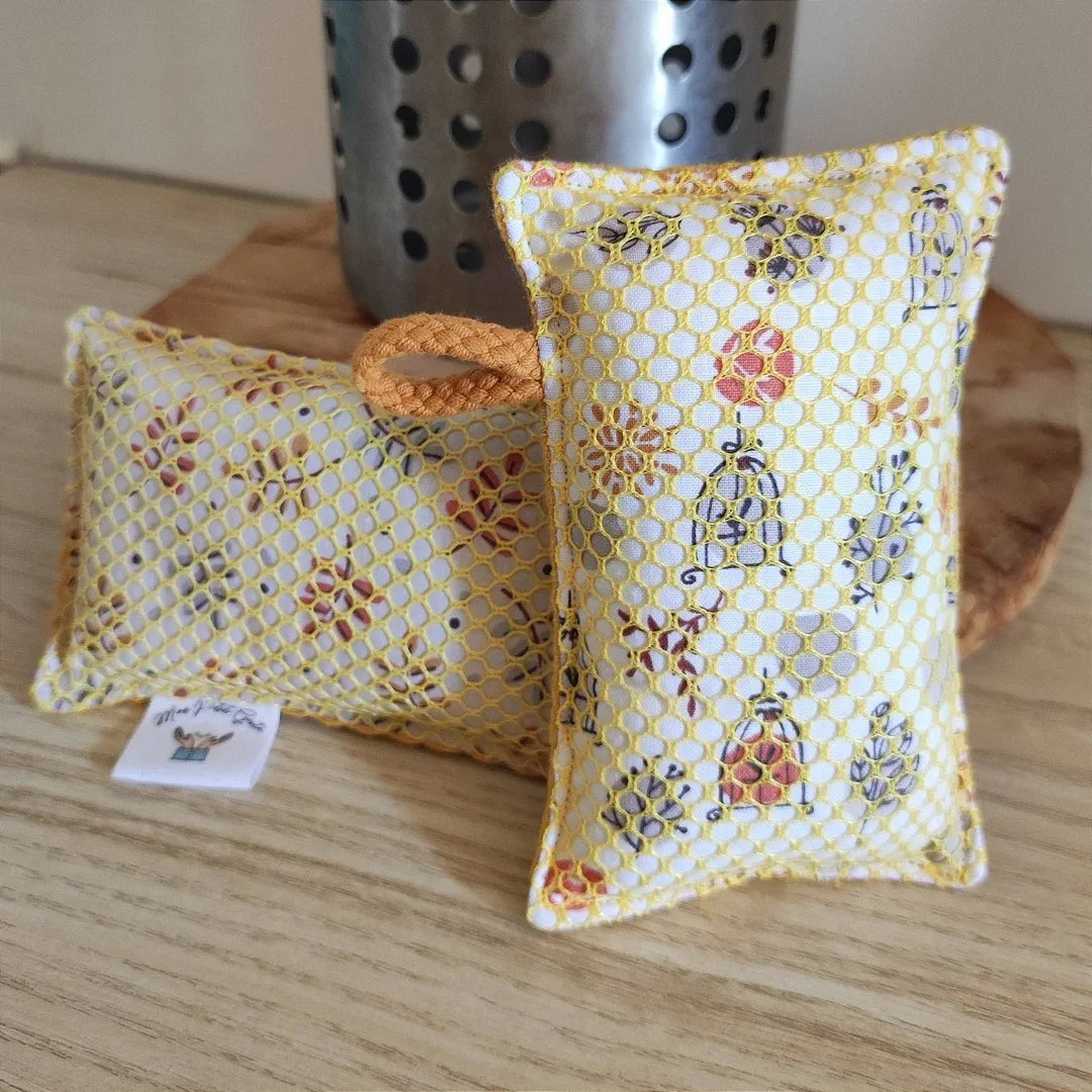Lot de 2 éponges lavables jaunes