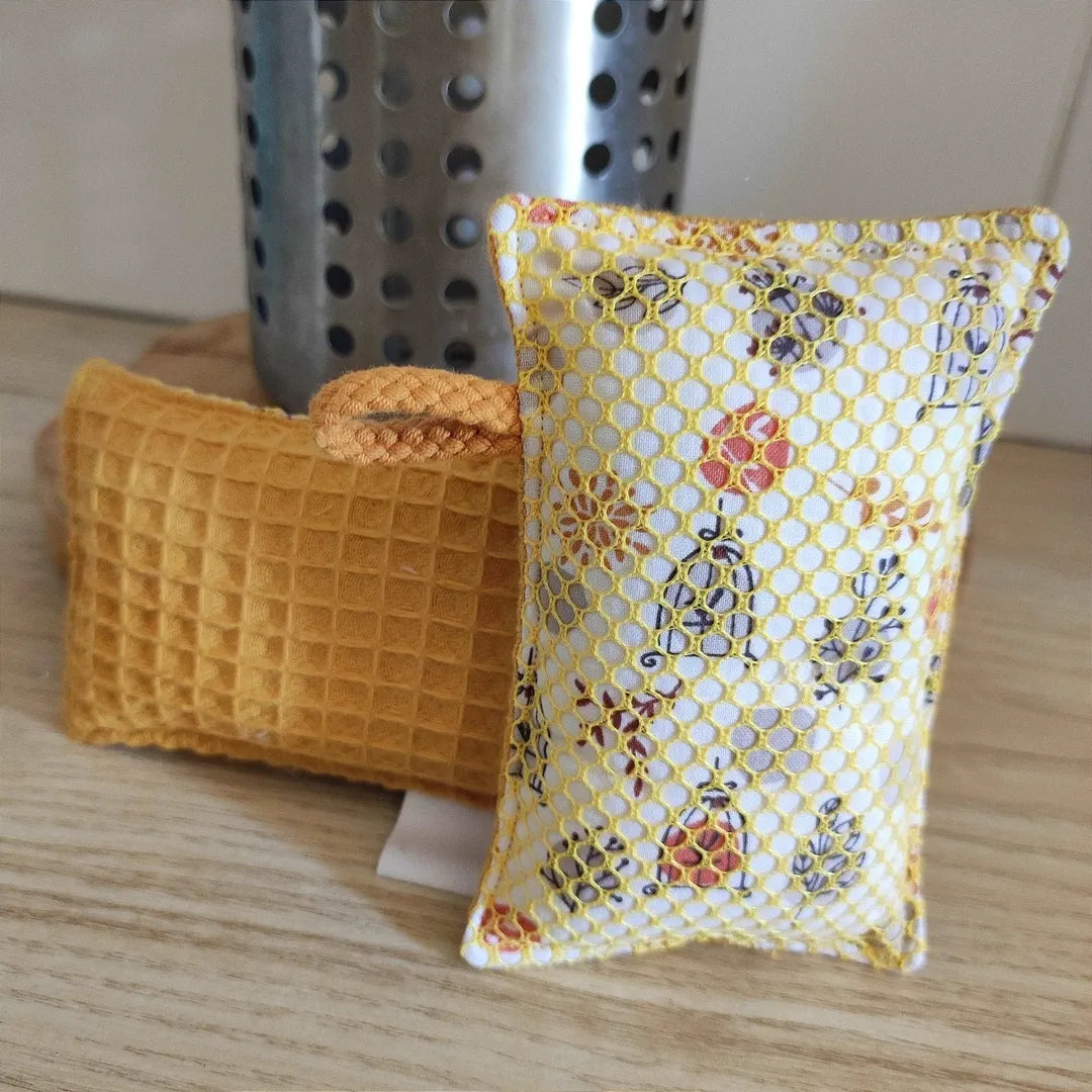 Lot de 2 éponges lavables jaunes