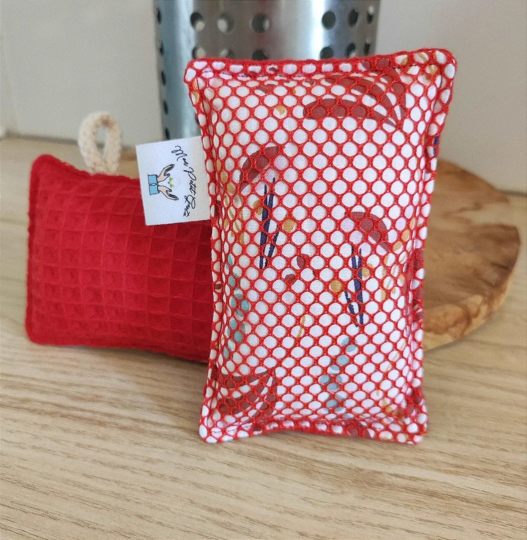 Lot de 2 éponges lavables rouge