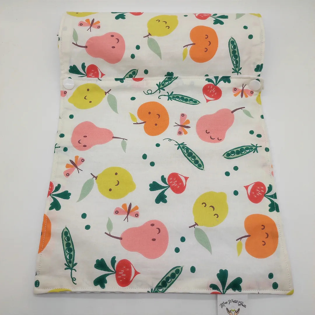 essuie-tout lavables motifs fruits et légumes
