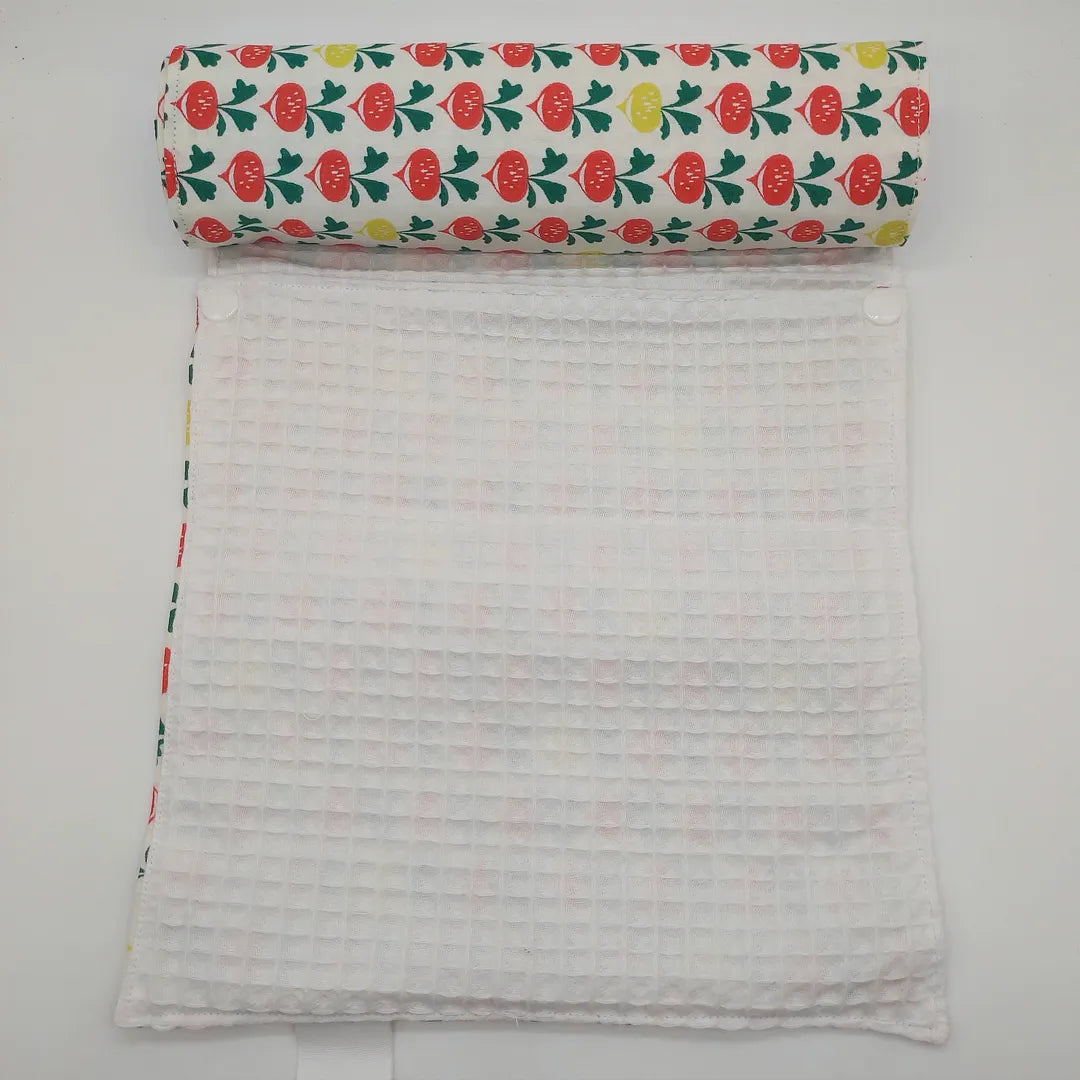 essuie-tout lavables motifs radis en rouleau