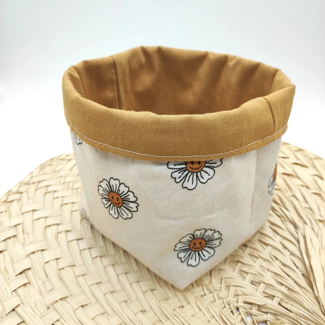 Panier motifs fleurs pour cotons lavables