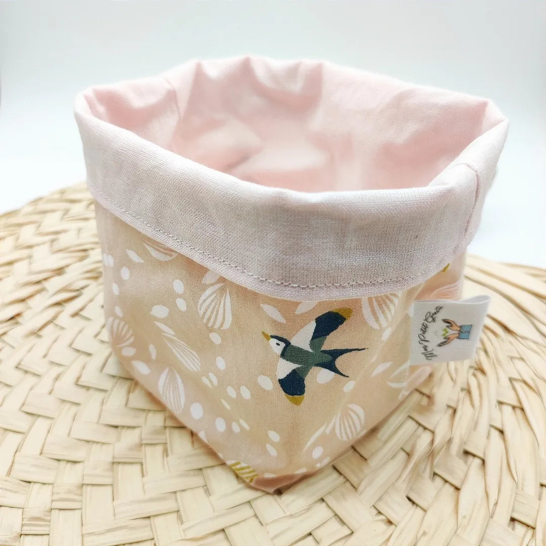 Panier motifs oiseaux pour cotons lavables