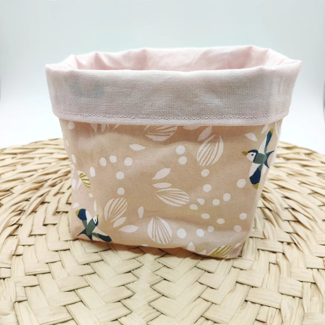 Panier motifs oiseaux pour cotons lavables