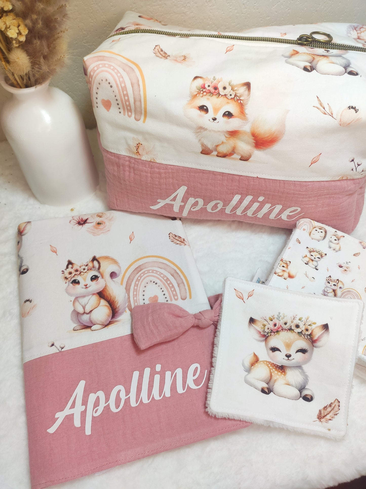 Grande trousse de toilette enfant personnalisable - ANIMAUX BOHO