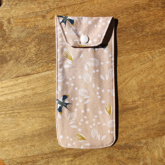 étui personnalisable rose motifs oiseaux mon petit geste