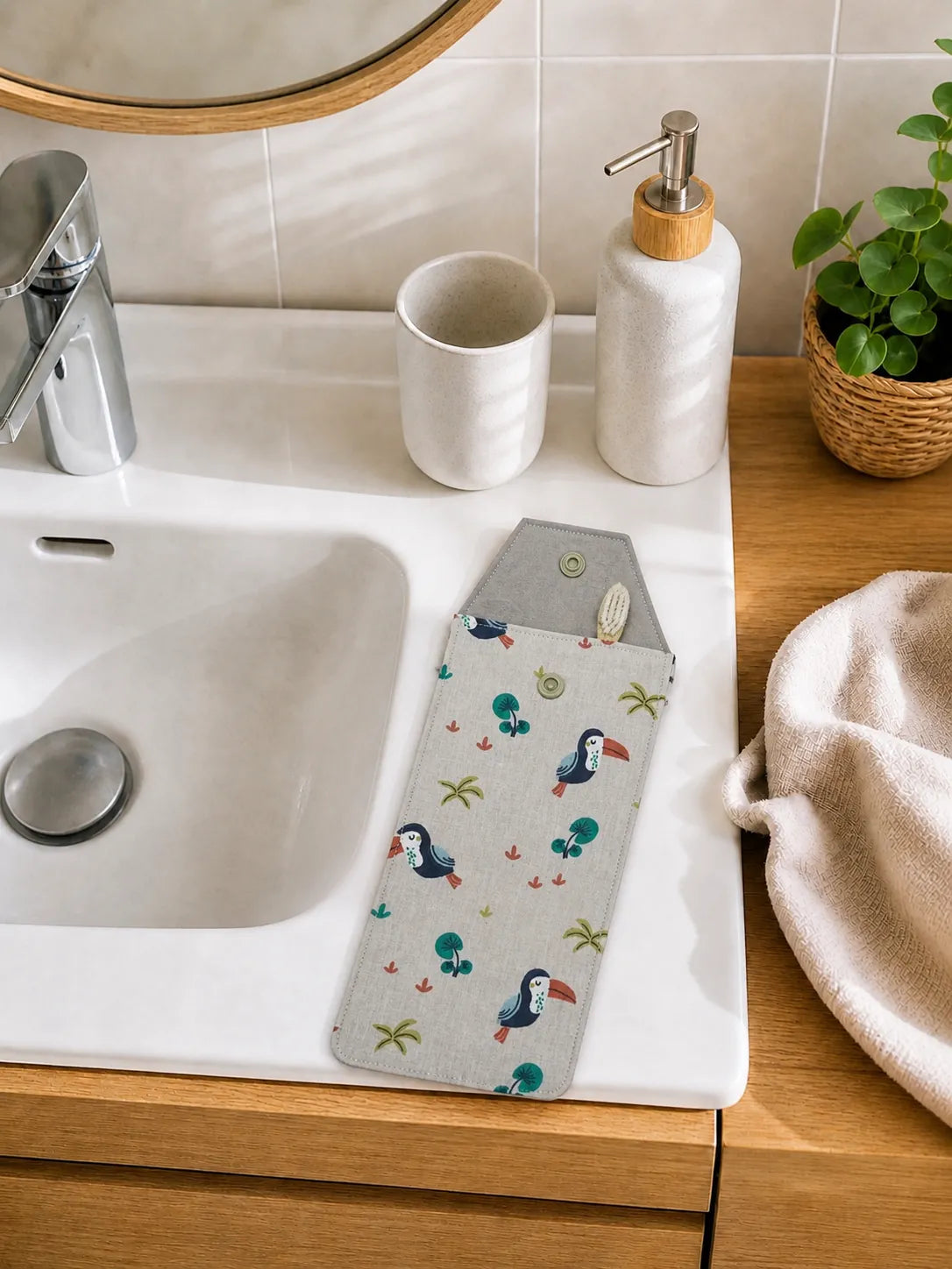 Étui imperméable pour brosse à dents ou couverts
