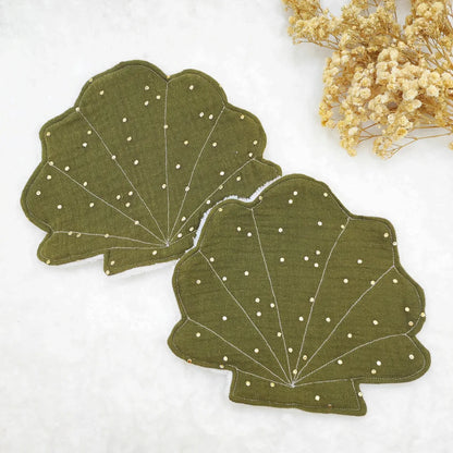 Lot de 2 Lingettes lavables coquillage KAKI