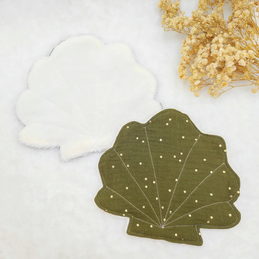 Lot de 2 Lingettes lavables coquillage KAKI