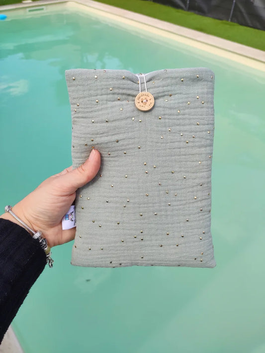 Pochette à livre et liseuse - VERT DE GRIS