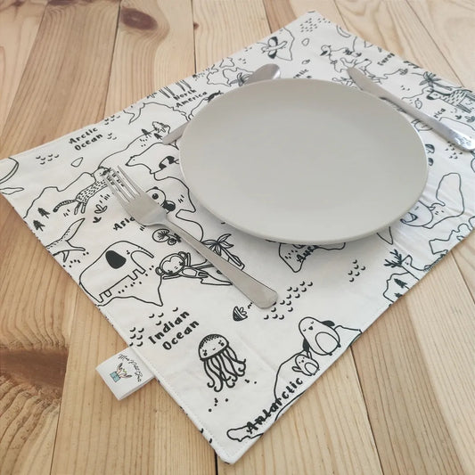 set de table à colorier lavable en tissu modèle animaux mon petit geste
