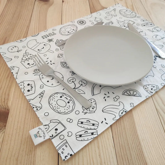 set de table à colorier lavable en tissu mon petit geste