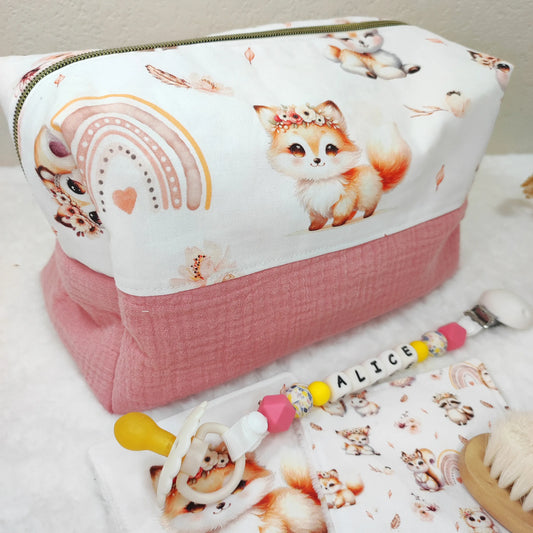 Grande trousse de toilette enfant personnalisable - ANIMAUX BOHO