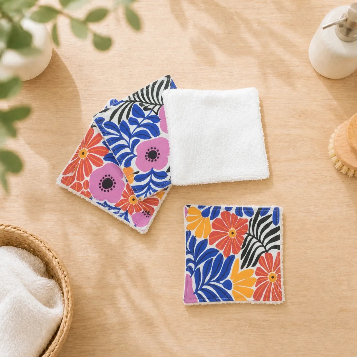 Lot de 4 cotons lavables éponge de bambou