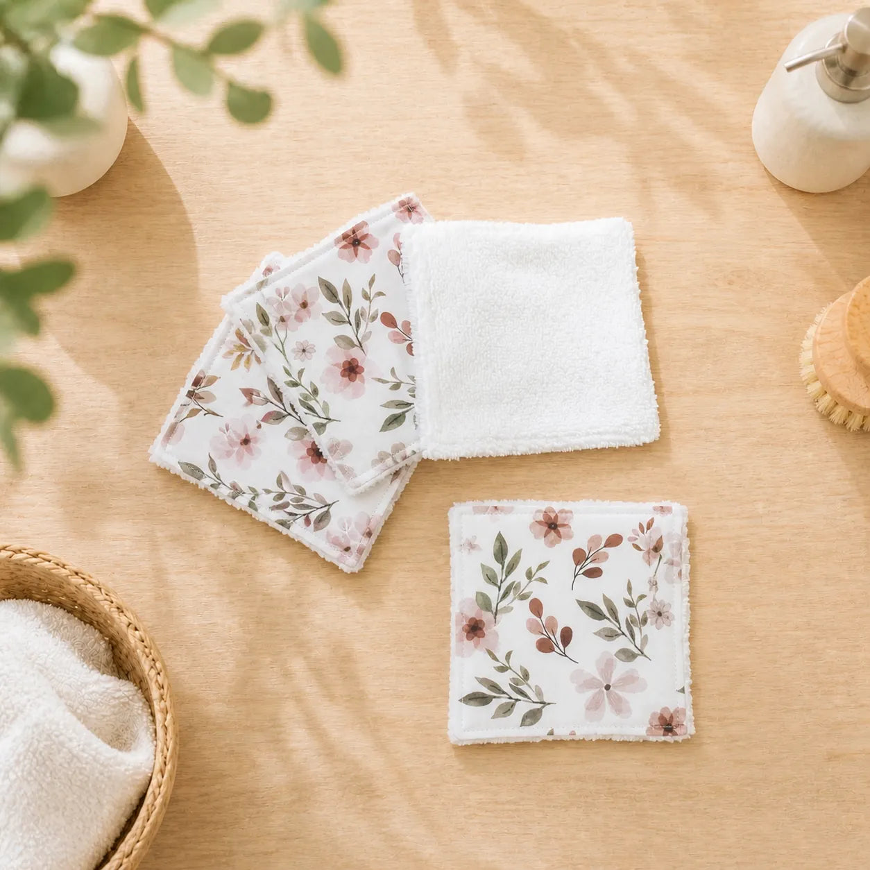 Lot de 4 cotons lavables éponge de bambou
