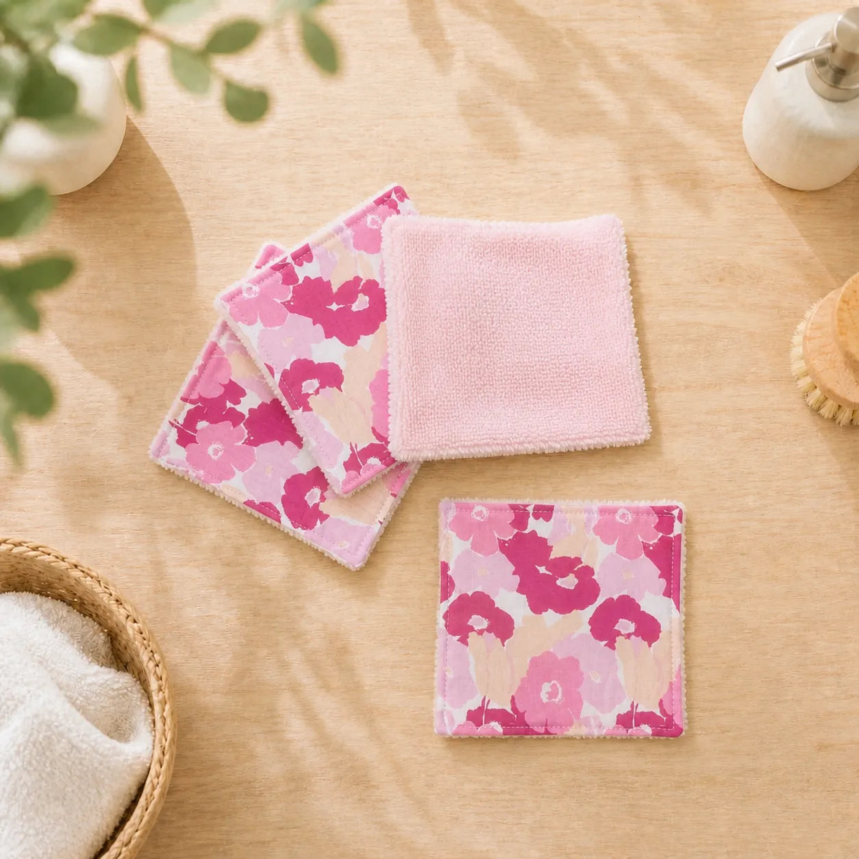 Lot de 4 cotons lavables éponge de bambou