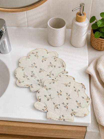 Lot de 2 lingettes lavables coquillage