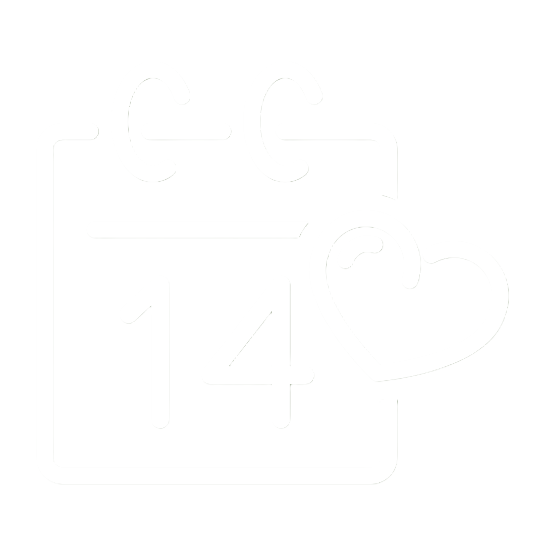 logo qui représente un calendrier qui affiche le chiffre 14 avec un cœur à coté